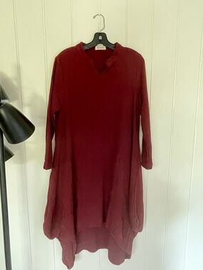 Bykud Burgundy Linen Tunic Dress small